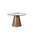 Invicta Interior Eettafel UNIQUE 120cm rond eikenhout furneer met Pandora keramisch blad wit marmer - 48524