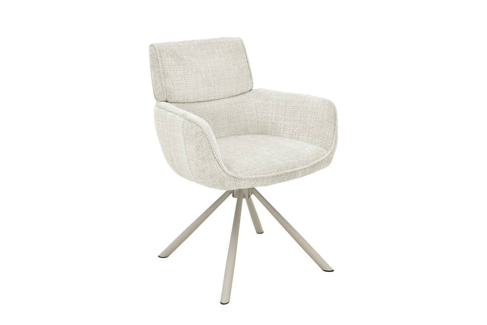 Draaistoel UNIQUE 180? auto-return met armleuningen chenille stof beige champagne - 48528