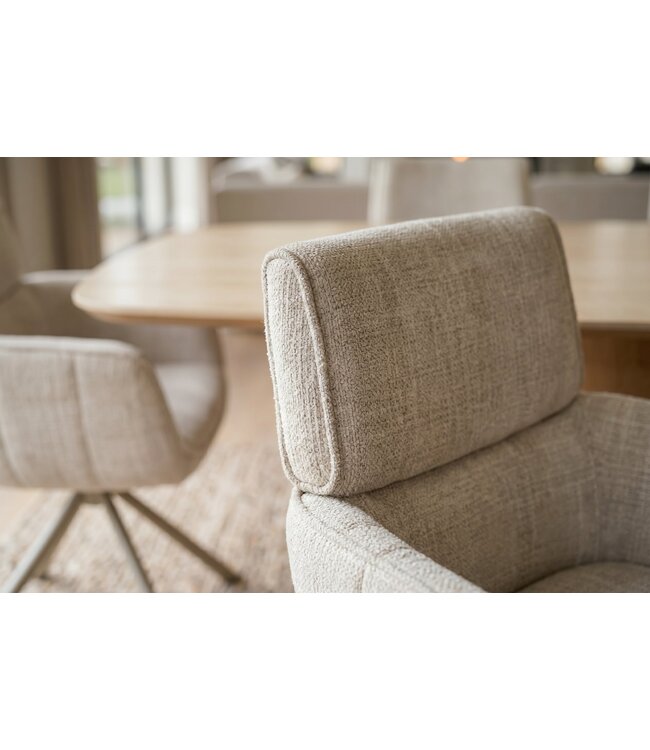 Invicta Interior Draaistoel UNIQUE 180° auto-return met armleuningen chenille stof beige champagne - 48528