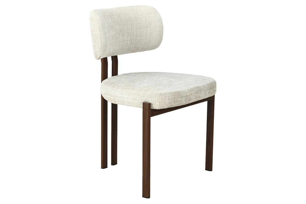 Stoel BELLANO chenille crème beige walnootbruin - 48529