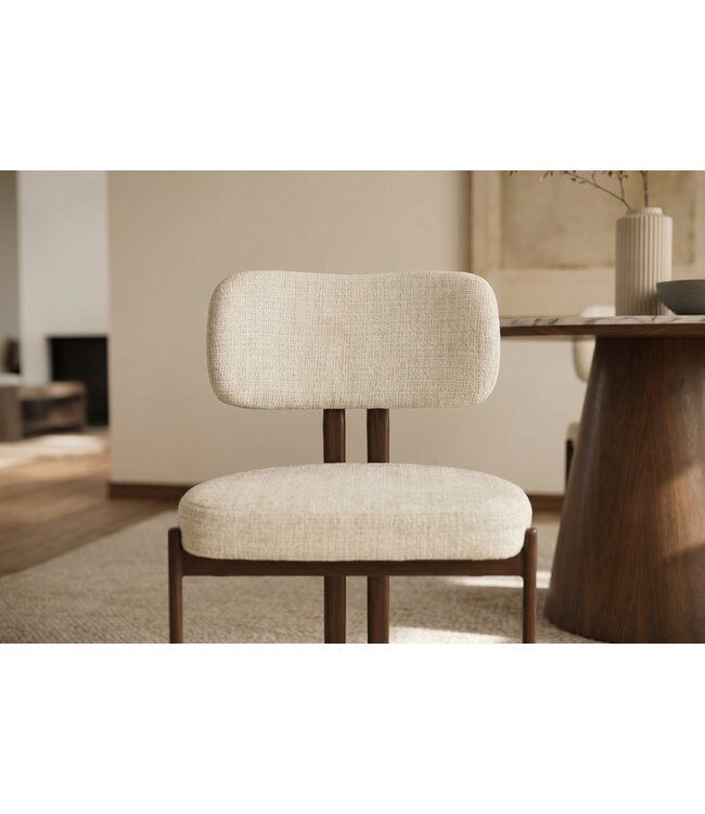 Invicta Interior Stoel BELLANO chenille crème beige walnootbruin - 48529