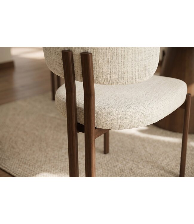 Invicta Interior Stoel BELLANO chenille crème beige walnootbruin - 48529