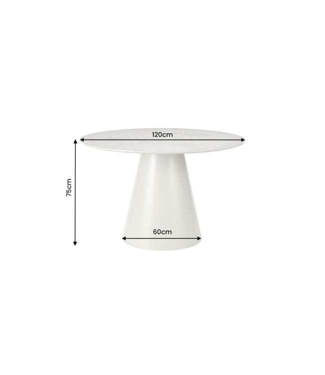 Invicta Interior Eettafel VOGUE 120cm rond grijze steenlook - 48531