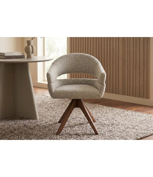 Invicta Interior Draaibare stoel ORGANIKO 180° auto-return met armleuningen textielstof taupe beige bruin - 48548