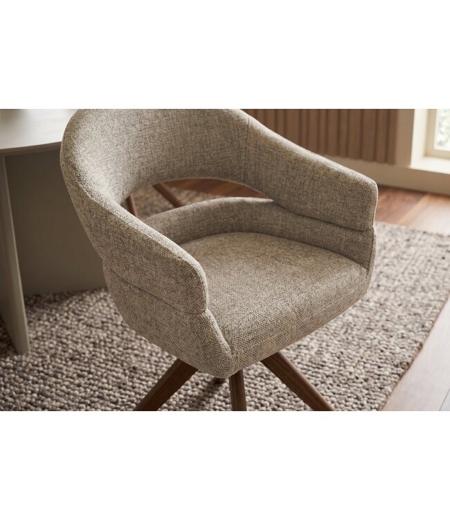 Invicta Interior Draaibare stoel ORGANIKO 180° auto-return met armleuningen textielstof taupe beige bruin - 48548