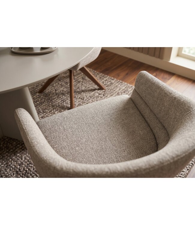 Invicta Interior Draaibare stoel ORGANIKO 180° auto-return met armleuningen textielstof taupe beige bruin - 48548