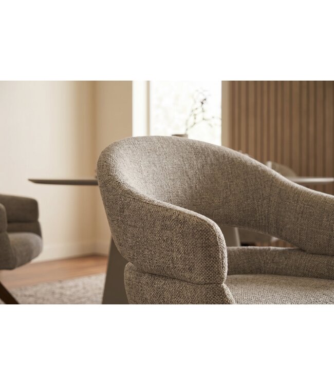 Invicta Interior Draaibare stoel ORGANIKO 180° auto-return met armleuningen textielstof taupe beige bruin - 48548