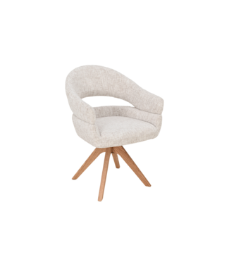 Invicta Interior Draaibare stoel ORGANIKO 180° auto-return met armleuningen chenille stof beige naturel - 48549