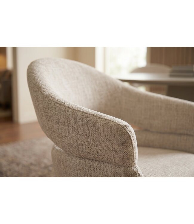 Invicta Interior Draaibare stoel ORGANIKO 180° auto-return met armleuningen chenille stof beige naturel - 48549