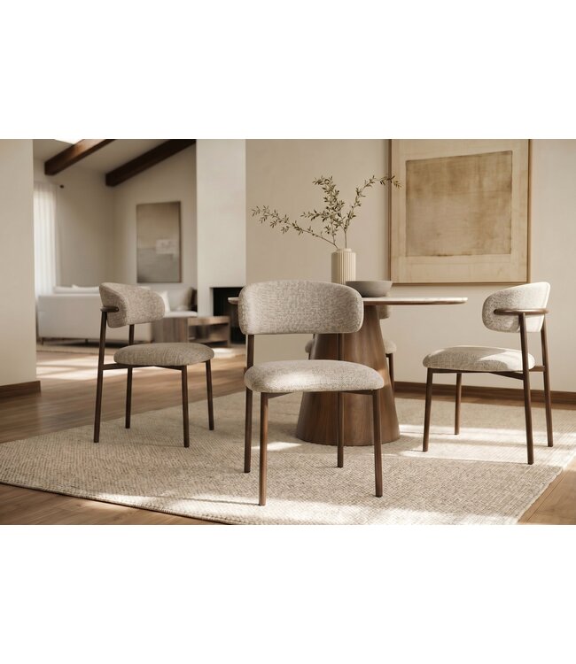 Invicta Interior Stoel BELFORT met metalen poten textielstof taupe beige bruin - 48550