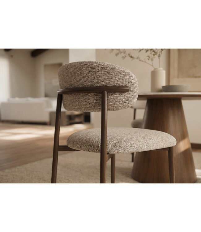 Invicta Interior Stoel BELFORT met metalen poten textielstof taupe beige bruin - 48550
