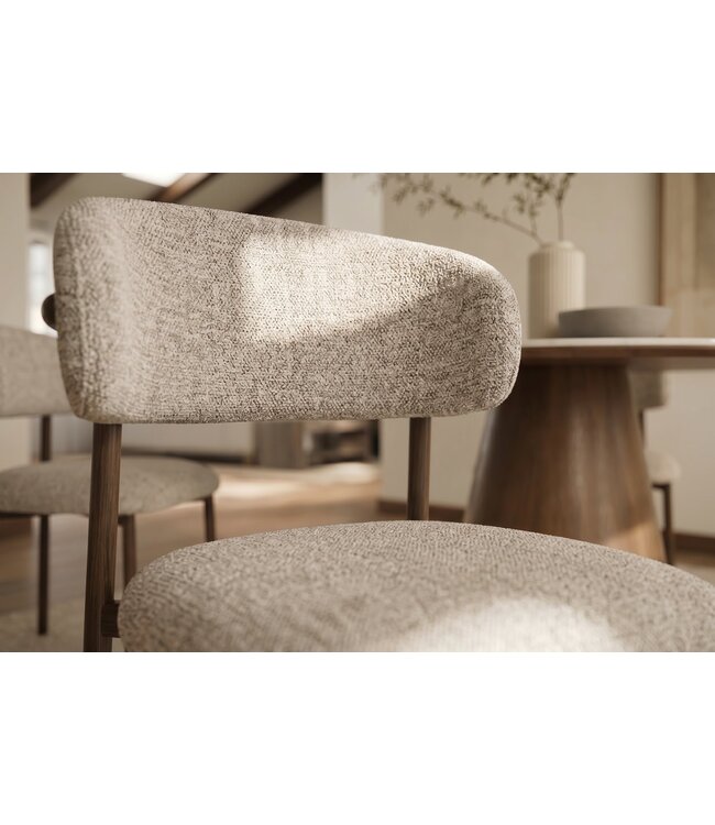 Invicta Interior Stoel BELFORT met metalen poten textielstof taupe beige bruin - 48550