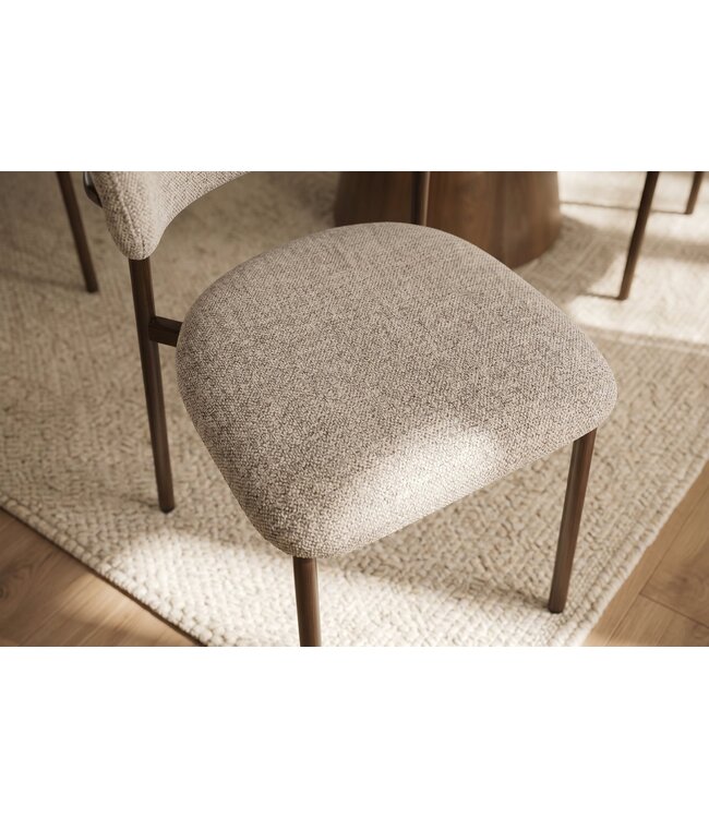 Invicta Interior Stoel BELFORT met metalen poten textielstof taupe beige bruin - 48550
