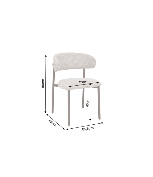 Invicta Interior Stoel BELFORT met metalen poten textielstof taupe beige bruin - 48550