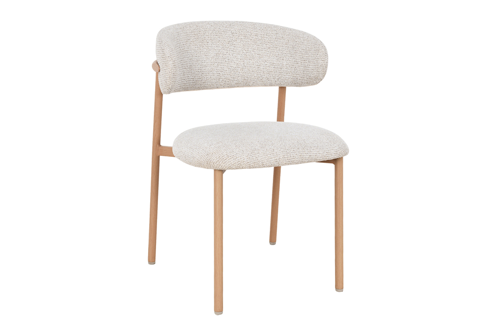 Stoel BELFORT met metalen poten textielstof beige naturel - 48551