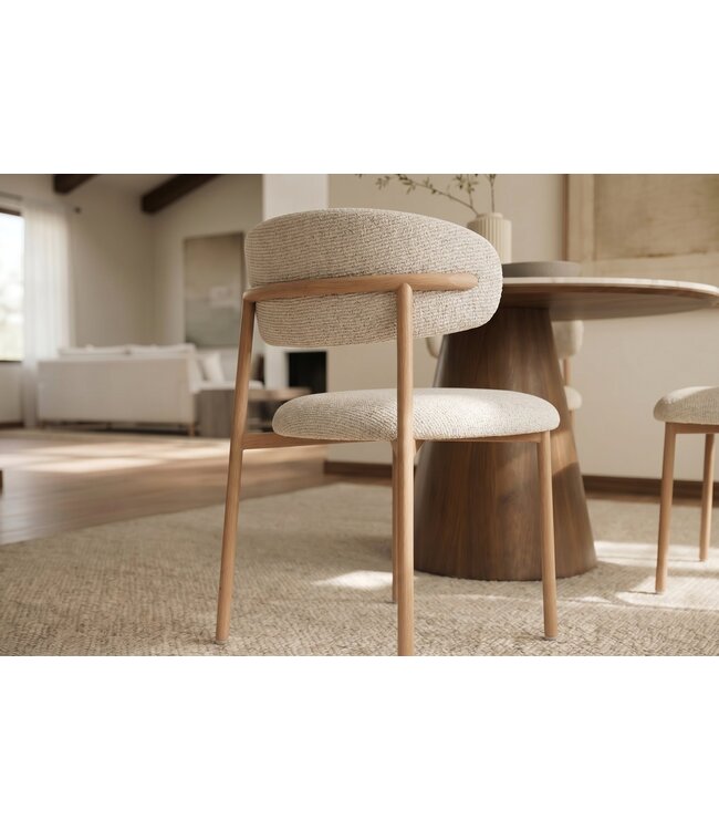 Invicta Interior Stoel BELFORT met metalen poten textielstof beige naturel - 48551