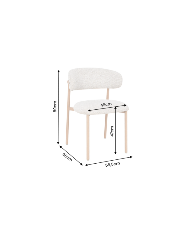 Invicta Interior Stoel BELFORT met metalen poten textielstof beige naturel - 48551