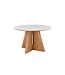 Invicta Interior Eettafel ORGANIKO 120cm rond wit marmer keramisch blad met eikenhout look onderstel - 48552
