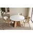 Invicta Interior Eettafel ORGANIKO 120cm rond wit marmer keramisch blad met eikenhout look onderstel - 48552