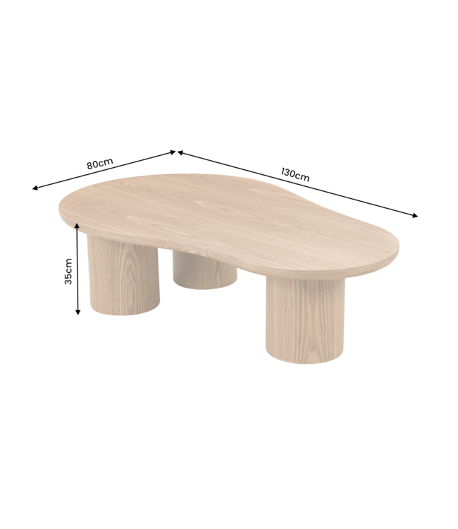 Invicta Interior Koffietafel ORGANIKO 130cm eikenhout look natuurlijk - 48554