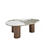 Invicta Interior Salontafel ORGANIKO 110cm wit bruin keramiek look met walnoten houten frame - 48555