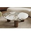 Invicta Interior Salontafel ORGANIKO 110cm wit bruin keramiek look met walnoten houten frame - 48555