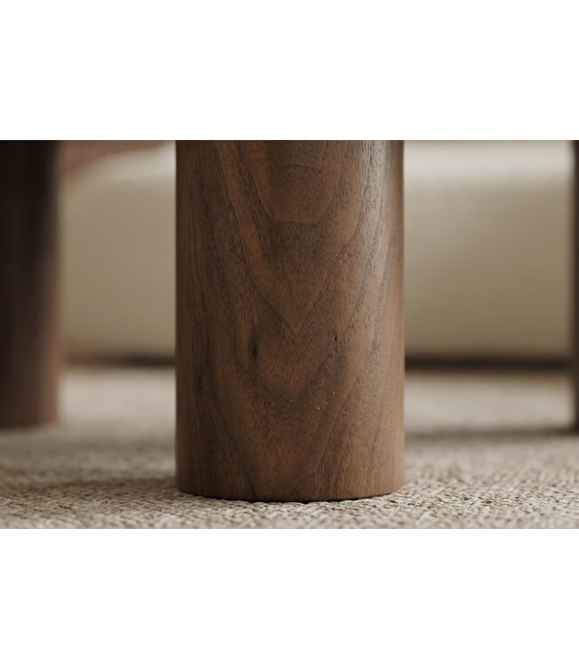 Invicta Interior Salontafel ORGANIKO 110cm wit bruin keramiek look met walnoten houten frame - 48555