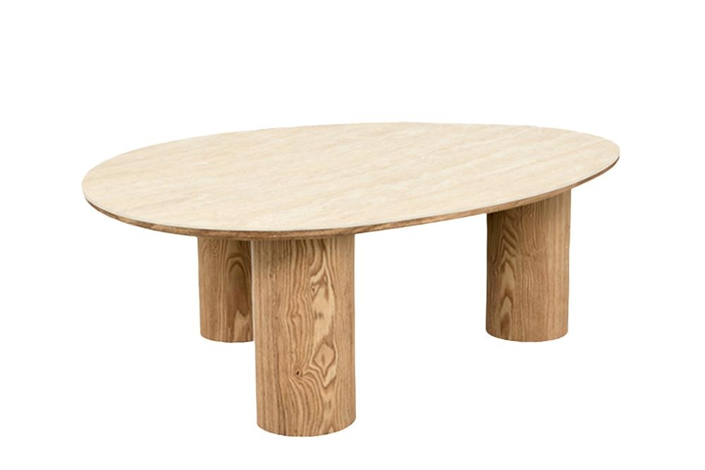 Salontafel ORGANIKO 110cm natuurlijke keramiek look met eikenhout look frame - 48556