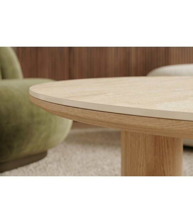 Invicta Interior Salontafel ORGANIKO 110cm natuurlijke keramiek look met eikenhout look frame - 48556