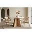 Invicta Interior Eettafel ORGANIKO 120cm rond natuursteen travertijn blad met eiken houtlook frame - 48557
