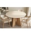 Invicta Interior Eettafel ORGANIKO 120cm rond natuursteen travertijn blad met eiken houtlook frame - 48557