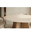 Invicta Interior Eettafel ORGANIKO 120cm rond natuursteen travertijn blad met eiken houtlook frame - 48557