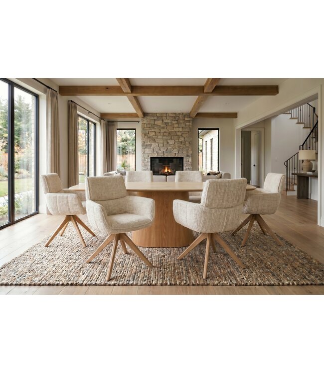Invicta Interior Draaibare stoel UNIQUE 180° auto-return met armleuningen chenille stof beige natural - 48561