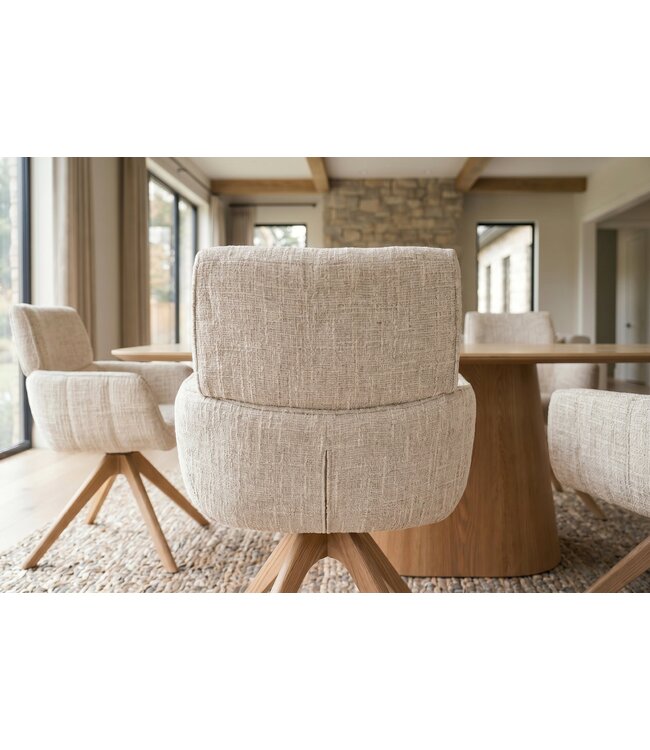 Invicta Interior Draaibare stoel UNIQUE 180° auto-return met armleuningen chenille stof beige natural - 48561