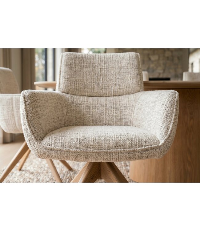 Invicta Interior Draaibare stoel UNIQUE 180° auto-return met armleuningen chenille stof beige natural - 48561