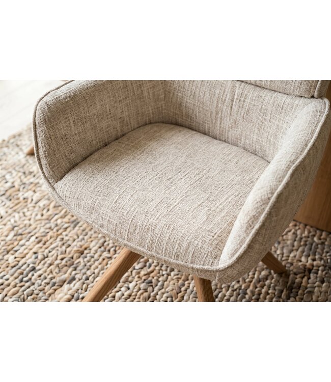 Invicta Interior Draaibare stoel UNIQUE 180° auto-return met armleuningen chenille stof beige natural - 48561