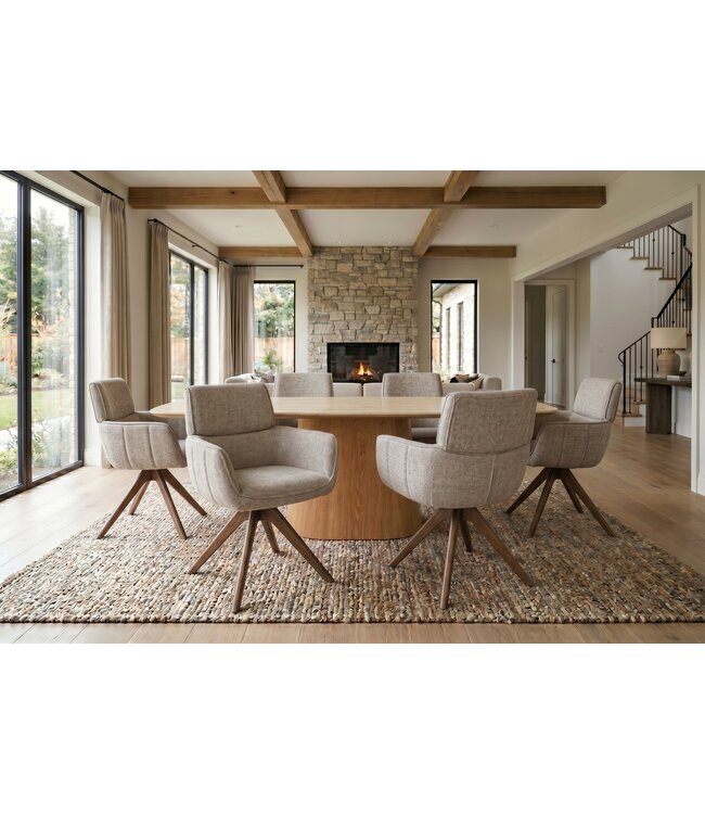 Invicta Interior Draaibare stoel UNIQUE 180° auto-return met armleuningen gestructureerde stof taupe beige bruin - 48562