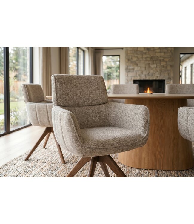 Invicta Interior Draaibare stoel UNIQUE 180° auto-return met armleuningen gestructureerde stof taupe beige bruin - 48562