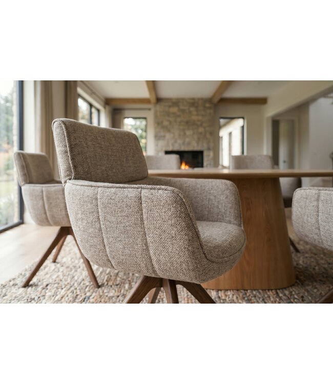 Invicta Interior Draaibare stoel UNIQUE 180° auto-return met armleuningen gestructureerde stof taupe beige bruin - 48562