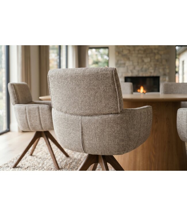 Invicta Interior Draaibare stoel UNIQUE 180° auto-return met armleuningen gestructureerde stof taupe beige bruin - 48562