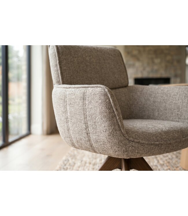 Invicta Interior Draaibare stoel UNIQUE 180° auto-return met armleuningen gestructureerde stof taupe beige bruin - 48562
