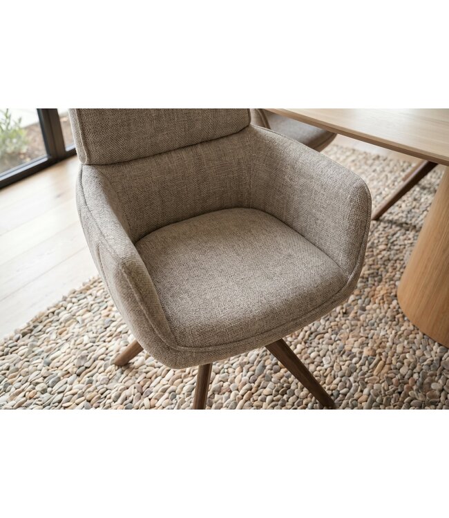 Invicta Interior Draaibare stoel UNIQUE 180° auto-return met armleuningen gestructureerde stof taupe beige bruin - 48562