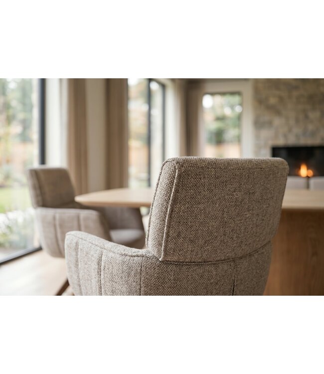 Invicta Interior Draaibare stoel UNIQUE 180° auto-return met armleuningen gestructureerde stof taupe beige bruin - 48562