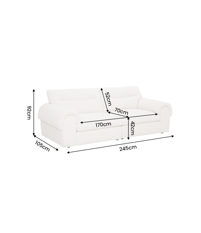 Invicta Interior Bank SIXTH SENSE 245cm 4-zits bouclé beige - 48574