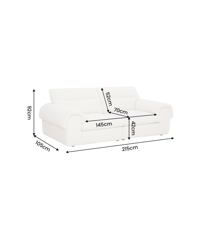 Invicta Interior Sofa SIXTH SENSE 210cm 3-zits bouclé beige - 48575