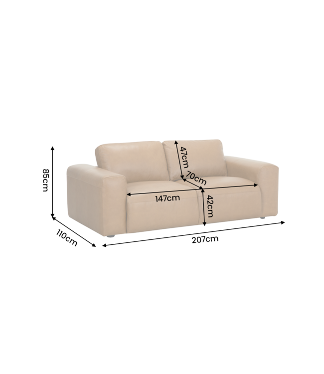 Invicta Interior Leren Sofa BIG GEORGE 205cm 2-zits cognac - 48580