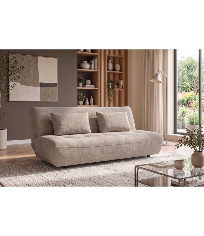 Invicta Interior Slaapbank ELYPSE 200cm 3-zits chenille greige - 48662