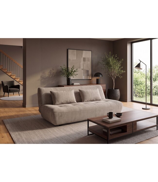 Invicta Interior Slaapbank ELYPSE 200cm 3-zits chenille greige - 48662