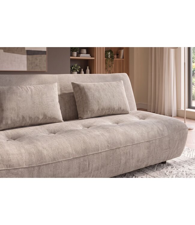Invicta Interior Slaapbank ELYPSE 200cm 3-zits chenille greige - 48662