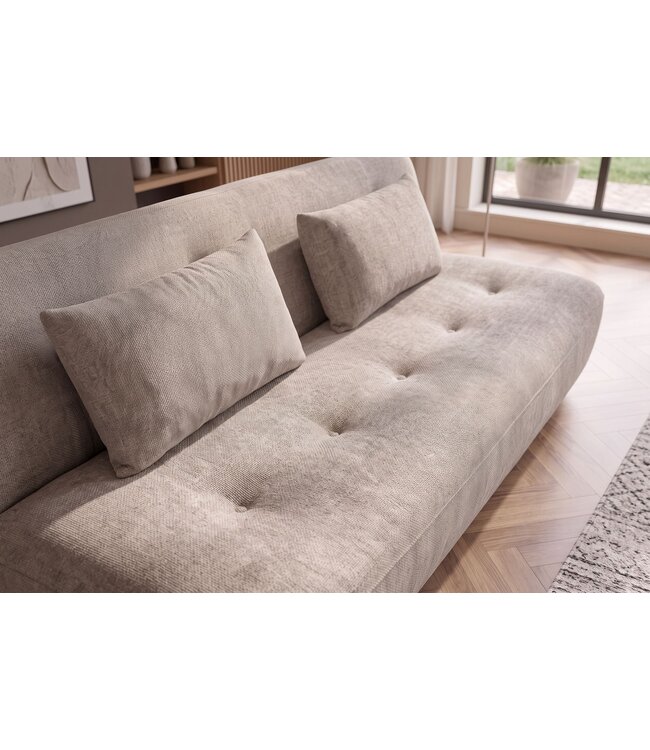 Invicta Interior Slaapbank ELYPSE 200cm 3-zits chenille greige - 48662